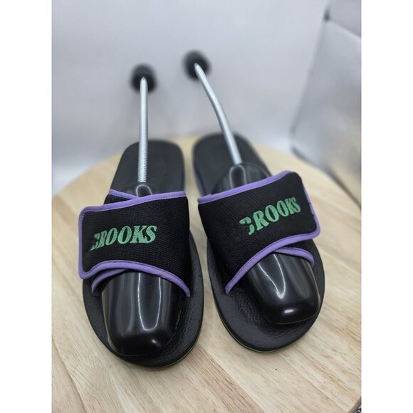 Brooks Womens Slide Sandals Adjustable Black and Purple Size - Picture 4 of 6